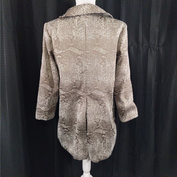 CARMEN MARC VALVO! TAUPE, CREAM, BLACK, GOLD PEARL & JEWEL BUTTON JACKET! SZ M - Picture 8 of 11